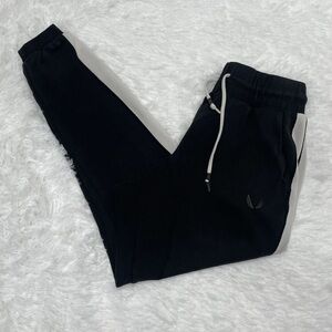 ASRV Men’s Joggers Size S Small Black Cotton Sweat Pants Zip Pocket Taper Gym